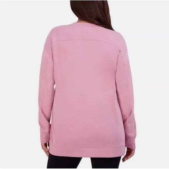 Sage Collective Womens Crewneck Long Sleeve Pullover Top Pink Medium - Picture 3 of 3